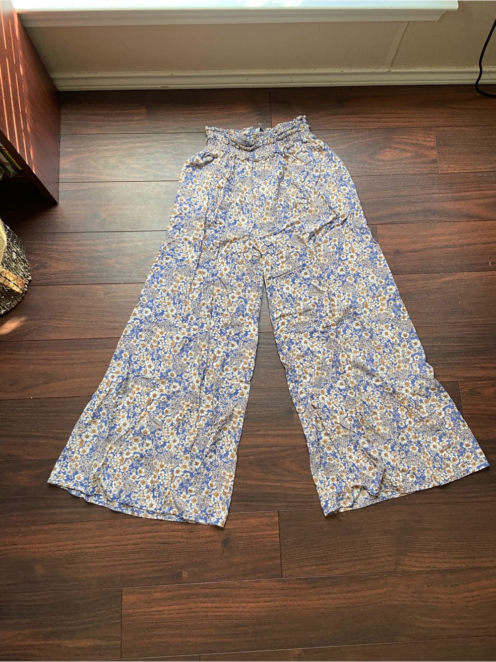 PATRONS OF PEACE FLORAL PRAIRIE PANTS CINCHED WAIST WIDE LEG WOMEN M